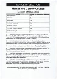 Notice of Elections - Hampshire County Council