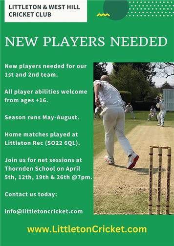  - Littleton Cricket team needs more players